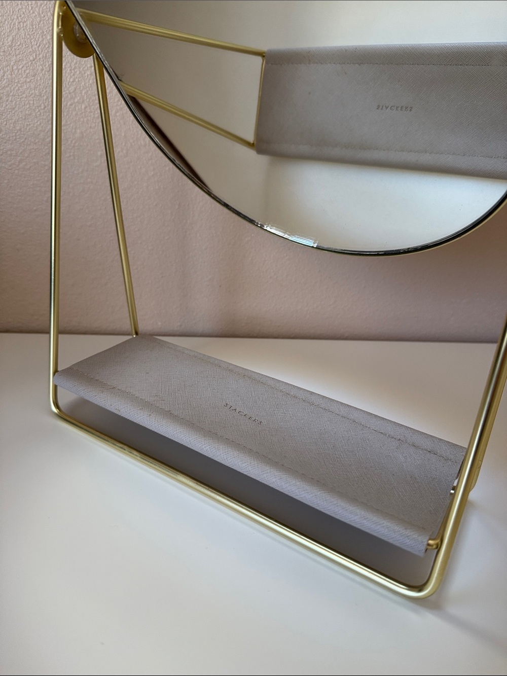 Container Store Stacker Gold Trim Table Mirror - Picture 2 of 4